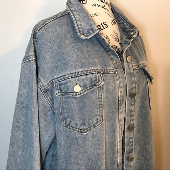 VINTAGE LADIES DENIM BUTTON DOWN SHIRT WITH FRAYED BOTTOM SIZE XXL - Picture 7 of 7